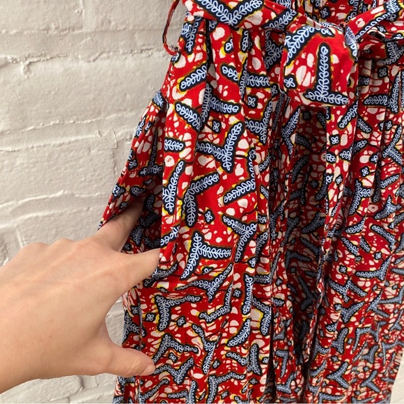 Kemi Telford || Belted Cotton Shirt Dress Shirtdress Red Medium - Picture 4 of 8